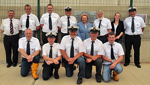 Betty Lowe pictured with the Wicklow RNLI crew