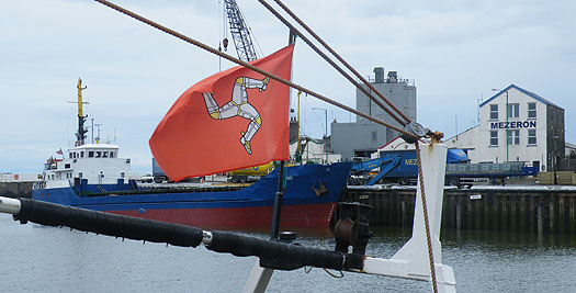 Chartered cargoship 'coaster' Isis, berthed at Ramsey, Isle of Man