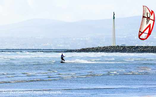 Rob Clarke kitesurfing off Dollymount Strand. Photo: Luis Faustino