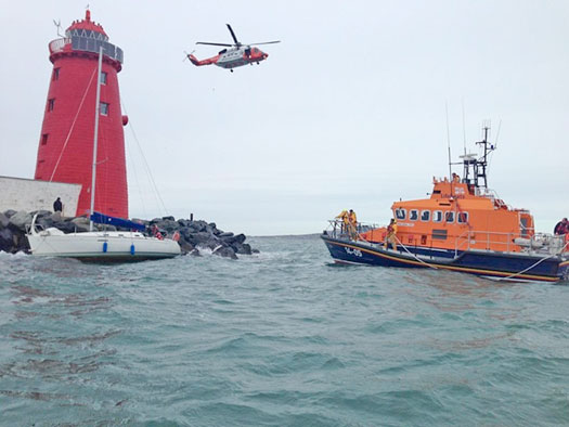 Dun Laoghaire RNLI rescues three from yacht at South Bull Wall