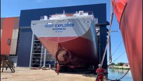 Scotline have confirmed an order for a third newbuild to a Dutch shipyard from where above second sister Scot Explorer (registered in Inverness) is due to be completed in November of this year.  As for the third timber products carrier will be delivered but not until the end of 2020. 