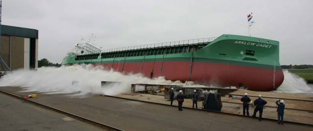 Sister of Arklow Cape, the 5,000dwt Arklow Cadet is the leadship of 10 newbuilds on order, at her launch in June 