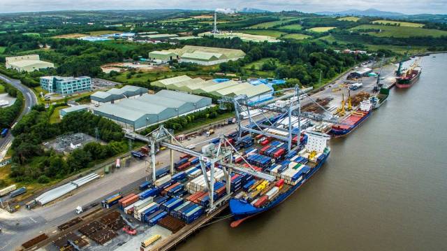 Belview, the Port of Waterford's main terminal that adjoins the Belview Industrial Zone in south Co. Kilkenny. Containerships, short-sea traders and bulk-carriers use the facility located downriver of Waterford city. 