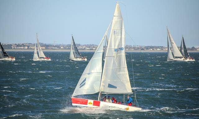 A Royal St. George YC 1720 tackles the breezy conditions in this morning's DBSC Turkey Shoot first race