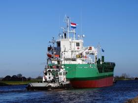 A pair of tugs fore and aft assist newbuild Arklow Venus yesterday along the freshwater Eemskanaal Canal, having departed the inland shipyard in Hoogezand to the salt waters in Delfzijl. Sea trails of the &#039;V&#039; class short sea trader began today. 