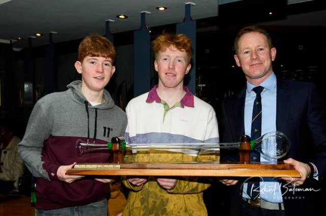MBSC Laser winners from left:  Harry Pritchard Radial winner, Chris Bateman Overall Winner "Yard of Ale Trophy" And Ronan Keneally Organiser and second overall. Scroll down for photo gallery