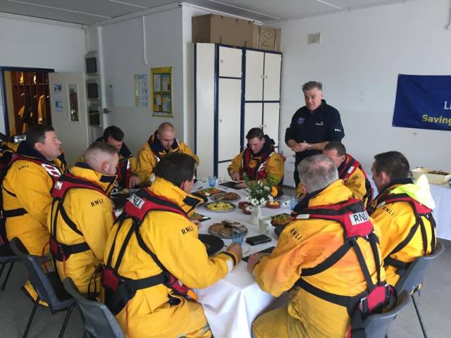 A very happy Valentia lifeboat crew dines on Derry Clarke’s seafood treats