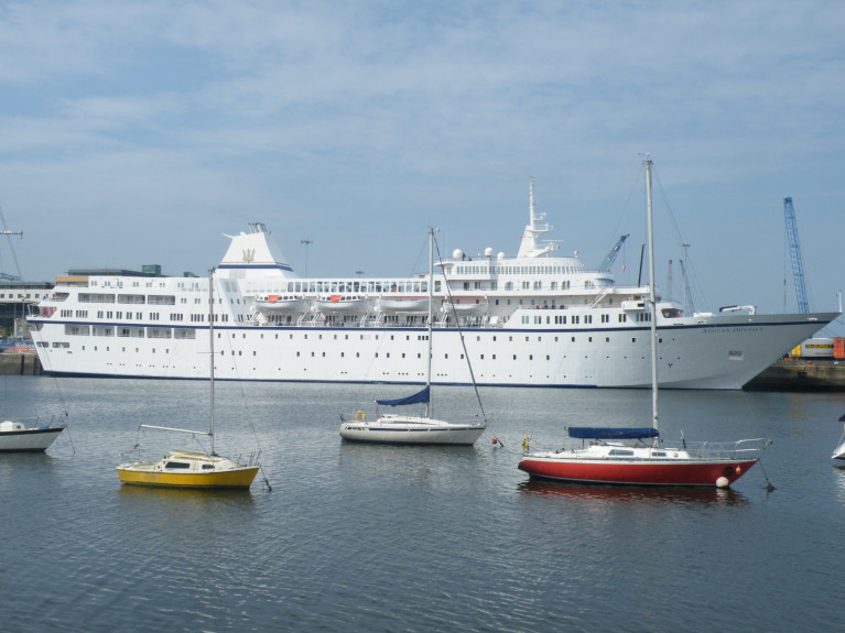 Originally a freight ferry, the Aegean Odyssey (seen in Dublin Port in July, 2017) operates &#039;educational&#039; experience programme voyages which sees the ship back in the Port. The veteran vessel at almost 50 years old, is to remain in the capital for the next five days with a departure scheduled on Wednesday.