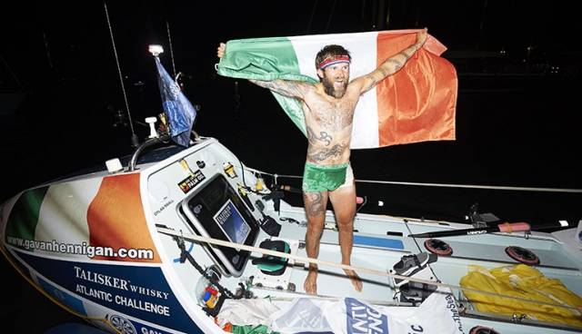 Record-breaking irish solo rower, gavan hennigan, finishes the talisker whisky atlantic challenge credit ben duffy 2