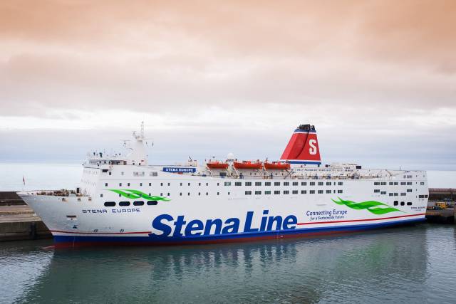 Stena Europe recently returned to Rosslare-Fishguard duties is the operators first ferry on the Irish Sea to receive the new corporate strapline during a refit at H&W, Belfast
