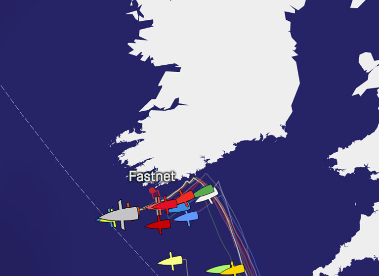 The Vendee Artique fleet sail close to the south-west coast of Ireland