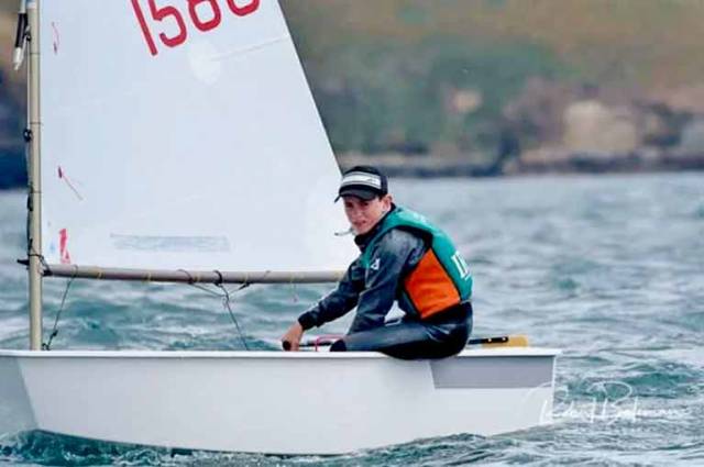 James Dwyer-Matthews pictured in his home waters of Kinsale at the 2018 Irish Nationals 