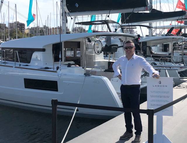 Ross O'Leary of MGM Boats on the Lagoon stand at this week's Barcelona Boat Show