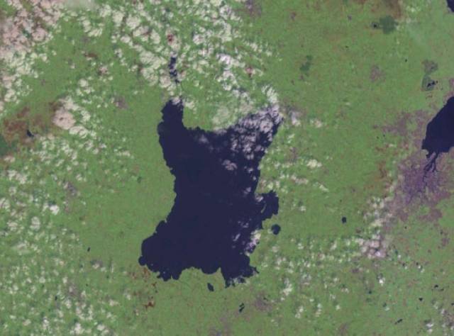 Satellite view of Lough Neagh, the largest freshwater lake in the island of Ireland