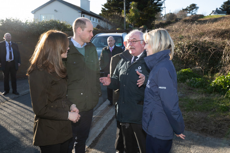The Duke and Duchess of Cambridge with Kieran Crowley, Chairman and Yvonne Shields O’Connor, CEO, Irish Lights at the Baily Lighthouse on the Howth Peninsula in north Co. Dublin.