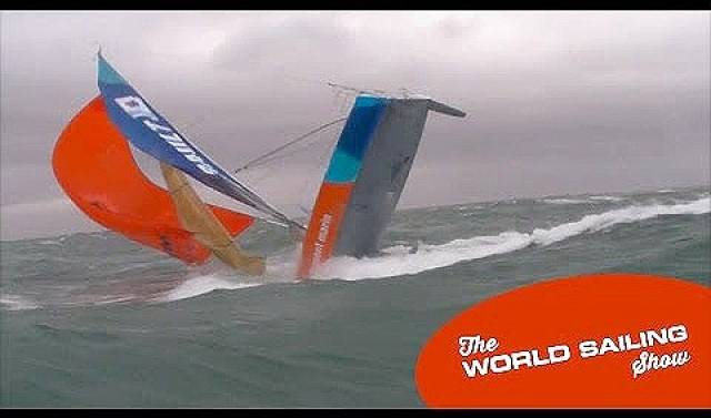 A Figaro double–hander ploughs into waves – Scroll down for the video below