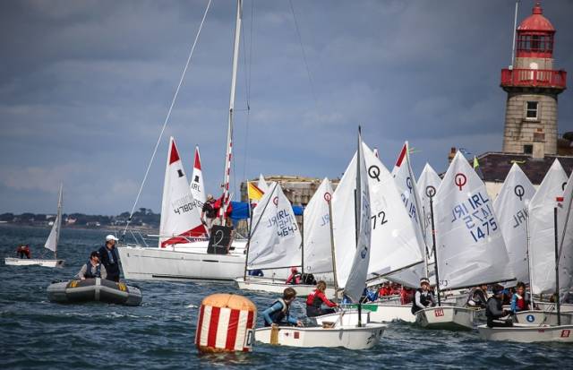 A busy Optimist start at the DBSC Junior September Series in Dun Laoghaire Harbour