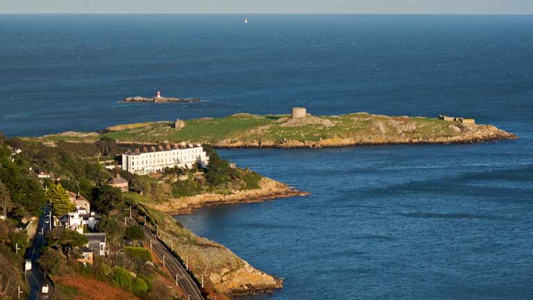 Dalkey Island and Sorrento Terrace viewed from Dalkey Hill