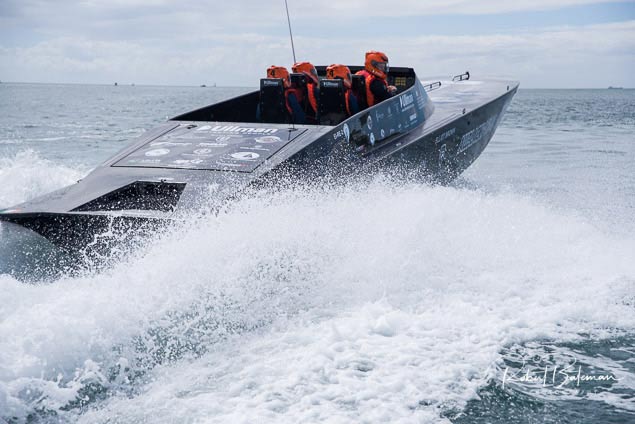 all black cork powerboat. roches point