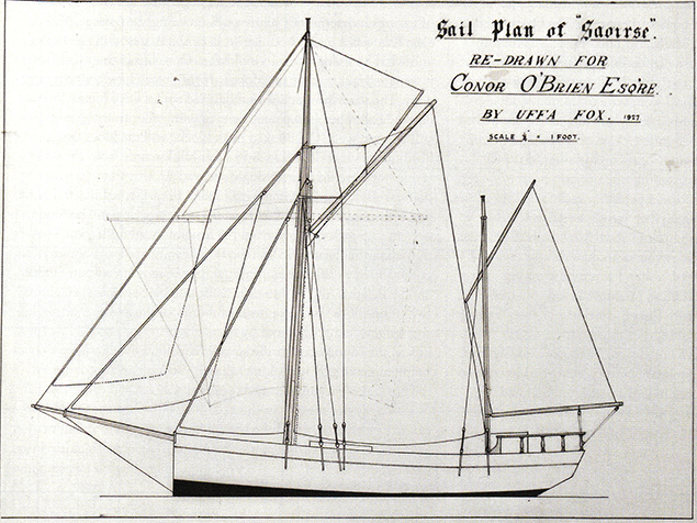 Saoirse hull and sailplan profile Uffa Fox