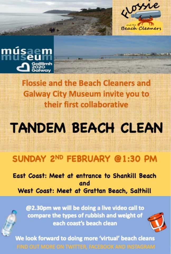 Poster for the Tandem Beach Clean in Galway and Dublin on Sunday 2 February
