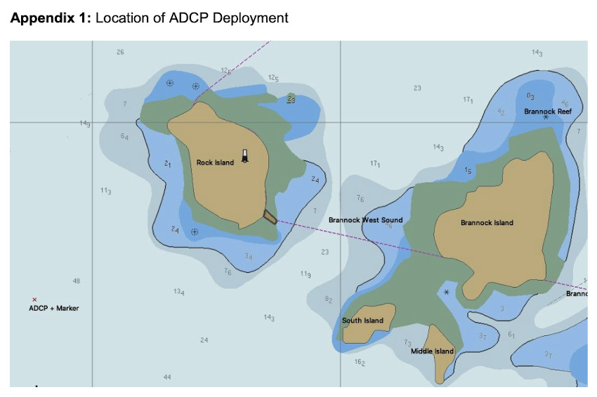 Map showing the area of the ADCP deployment off Inis Mór