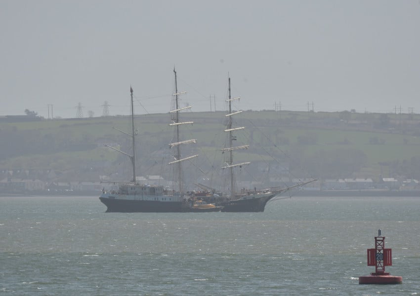 The SV Tenacious at anchor in Cork Harbour on Tuesday