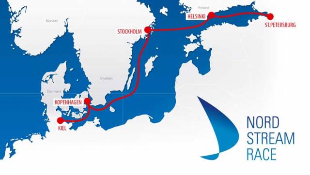From 25th August to 7th September, the 1,000 nautical mile race course follows the Nord Stream pipeline from Kiel to Saint Petersburg
