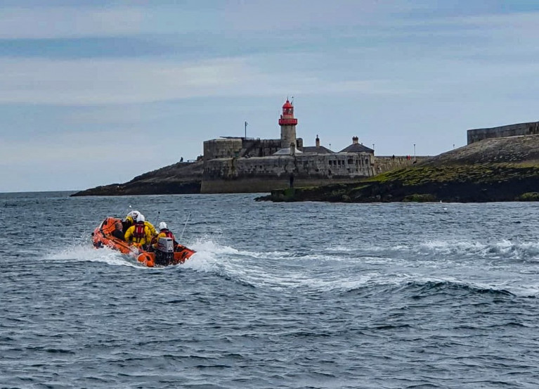 Dun Laoghaire RNLI rescued an angler from Dublin Bay after a fall from the West Pier