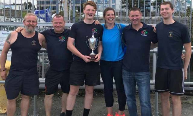  St. Michael's Mens 1 crew pictured with their trophy in Dun Laoghaire. Six crews from four east coast rowing clubs competed in this year’s race 