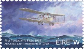 The stamp by Clare artist Vincent Killowry depicts the Vimy Vickers above an Atlantic swell