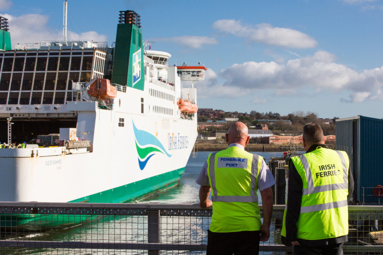 Irish Ferries throws a lifeline as it signed a 10 year contract to continue using the south Wales ferryport of Pembroke Dock which links Rosslare Harbour. AFLOAT also adds is the operator's Isle of Inishmore, off the jetty of the Pembrokewhire port. In neighbouring Fishguard Harbour (owned by Stena) which also competes with their route also linking with the Wexford port. 