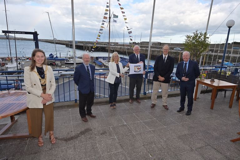 Dun Laoghaire Rathdown Council Caothaoirleach Una Power with Dun Laoghaire Harbour Yacht Club Commodore's celebrating National YC 150th Race Day
