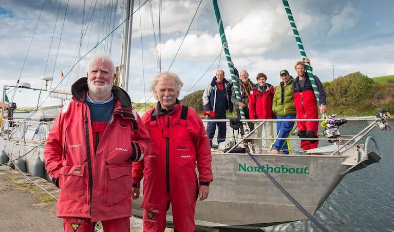 Men of the High Latitudes – Jarlath Cunnane and Mick Brogan with Northabout at Westport Quay in their return from circling the Arctic. Their current mission is ensuring proper recognition for Antarctic explorer Ernest Shackleton's Scottish ship's carpenter Harry McNish