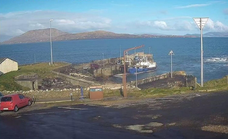 Roonagh Pier in Co.Mayo which is to receive works and as AFLOAT adds is where ferry and freight services connect Clare and Inisturk islands. The ferry Clew Bay Queen is berthed along the pier. 