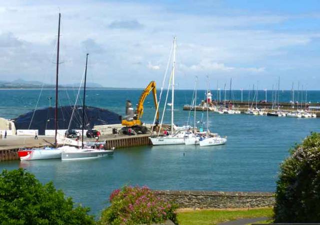 Wicklow Harbour, a busy and colourful place on the morning of the Round Ireland start