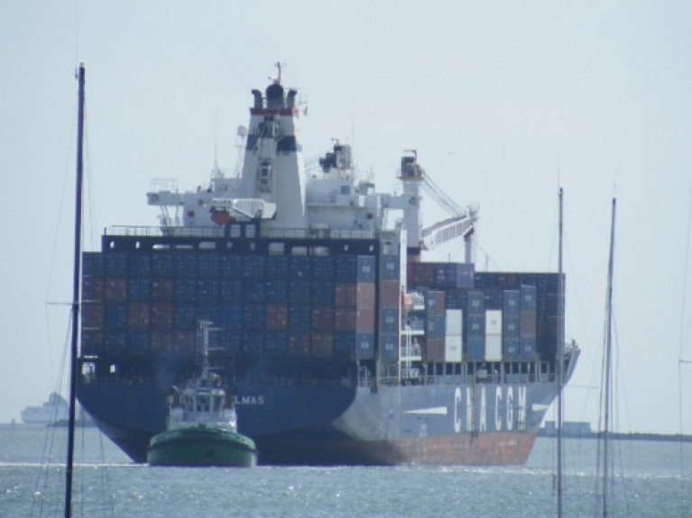 Giant container operators, CMA CGM and HMM reacted quickest to the cargo surge in the second half of 2020 with the former primed to become the third largest global carrier later this year. Above: AFLOAT&#039;s file photo of a CMA CGM containership,  Nicolas Delmas departing Dublin Port with assistance of tug&#039;s (one unseen off the bow). 