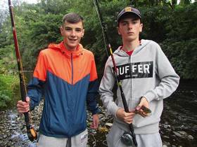 Nicky O&#039;Hagan and Matthew McDonald of Whitechurch Youth Group enjoying the fishing in Milltown