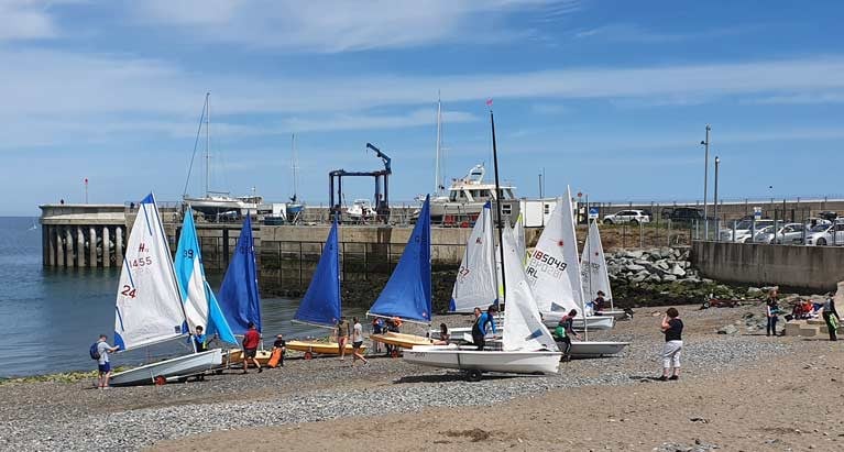 Dinghies prepare to launch at Greystones Harbour