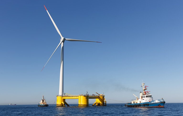 Offshore wind turbines used by Simply Blue Energy off the Cork coast