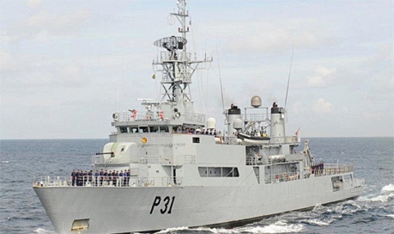 Irish Naval Service vessel LÉ Eithne. As far back as 2015, the White Paper on Defence identified the need to replace the ageing Naval Service flagship with a new vessel which would be capable of carrying troops, freight and a helicopter. AFLOAT adds in this old file photo, crew are 'manning the rails' which is a traditional method of saluting or rendering honors used by naval vessels. The custom has evolved from the days of sail when sailors took to 'manning the yards"