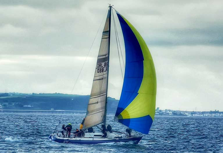 The Belfast Lough IMX 38 eXcession is entered by owners Ruan O’Tiarnagh from Ballyholme YC, John Harrington (Royal Ulster) and Johnny Mulholland, also from Bangor
