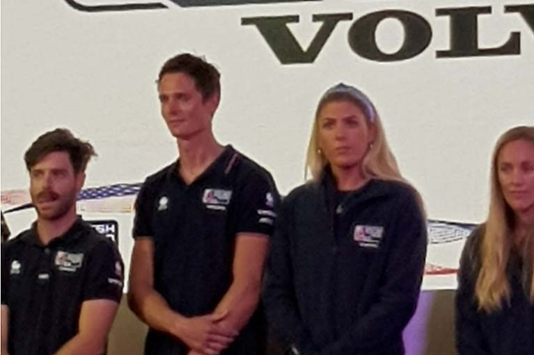 Dun Laoghaire&#039;s Saskia Tidey (second from right) on stage at the RYA Dinghy Show with fellow GB team mates at Crystal Palace
