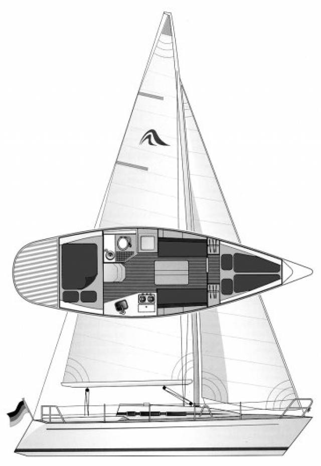 An athwartships double bunk down aft is one of several unusual but effective features of the Hanse 301