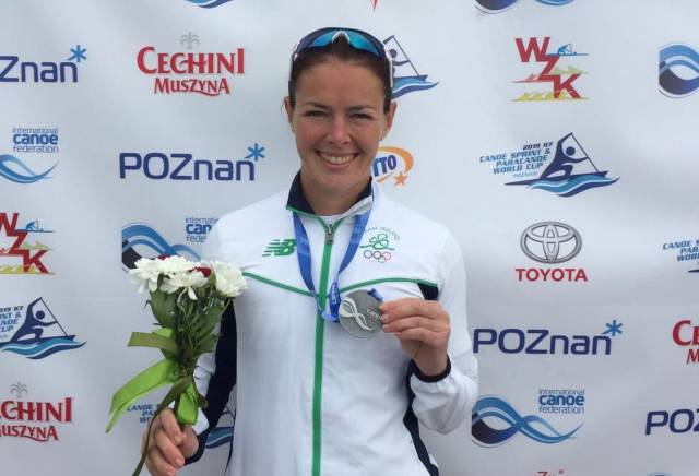 Jenny Egan with her silver medal in Poznan