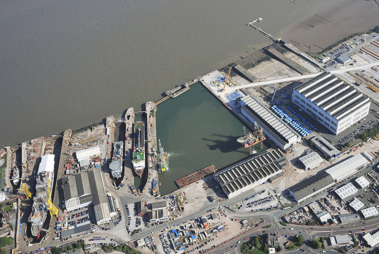 The Merseyside shipyard of Cammell Laird is where the facility's commercial division included Irish Lights aids to navigation tender ILV Granuaile which received a general dry-docking. 