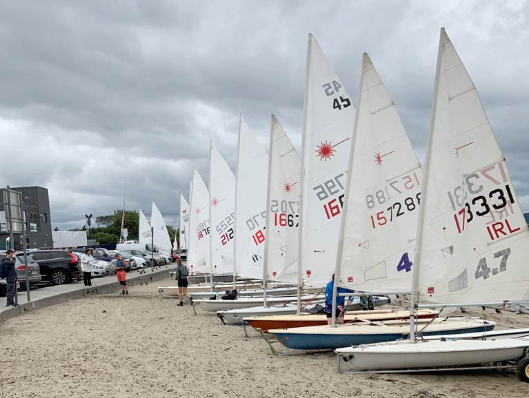 Laser dinghies prepare to launch at Bray Sailing Club