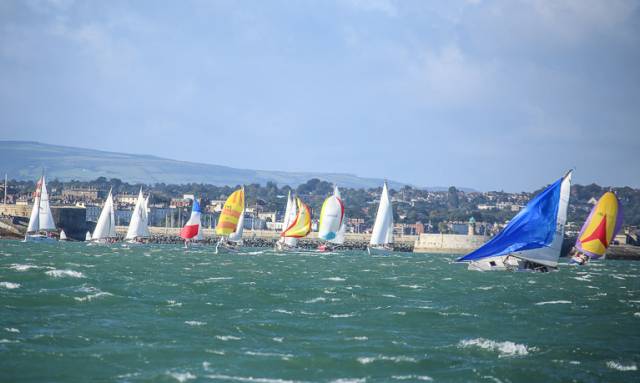 The 2016 DMYC Kish Race departs Dun Laoghaire in breezy conditions
