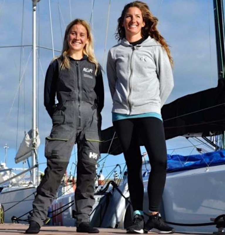 Cat Hunt (left) and Pamela Lee in Greystones Marina before their unique challenge began