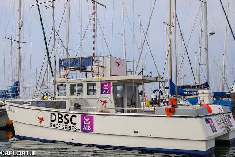 Mac Lir, one of DBSC's Race Management vessels -club racing has been suspended with immediate effect due to new level 3 restrictions